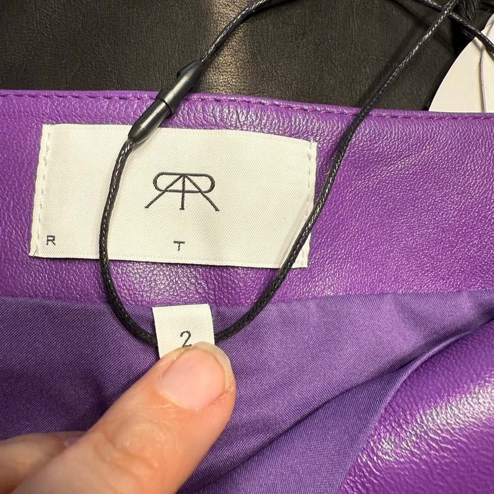 NWT RtA Purple Real Leather Mini Skirt Size 2 WF23L476-B1552VIOLT-2 MSRP $995 - Picture 3 of 3